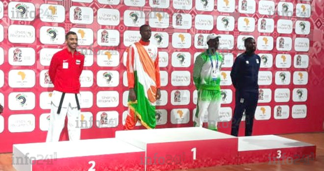 Jeux Africains 2019&nbsp;: cérémonie de remise de médailles taekwondo +87 kg