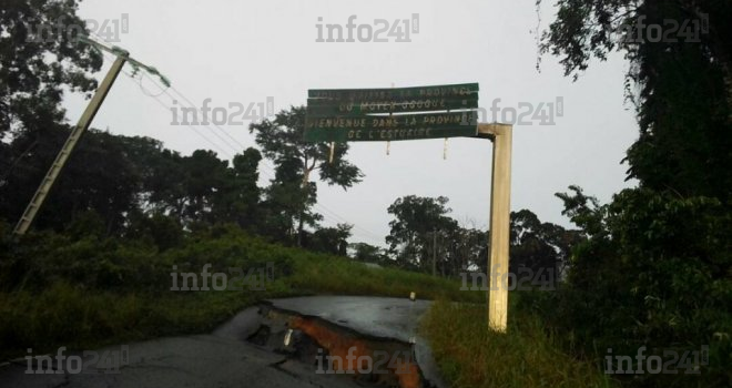 Les images de la route coupée entre les provinces de l’Estuaire et du Moyen-Ogooué